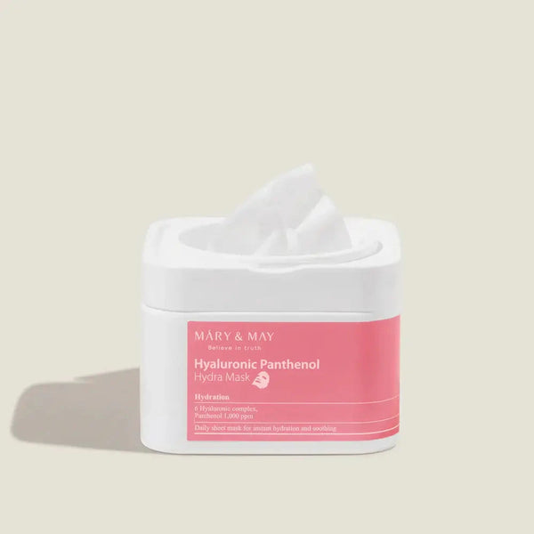 Komplekts lokšņu masku ar pantenolu MARY&MAY HYALURONIC PANTHENOL HYDRA MASK