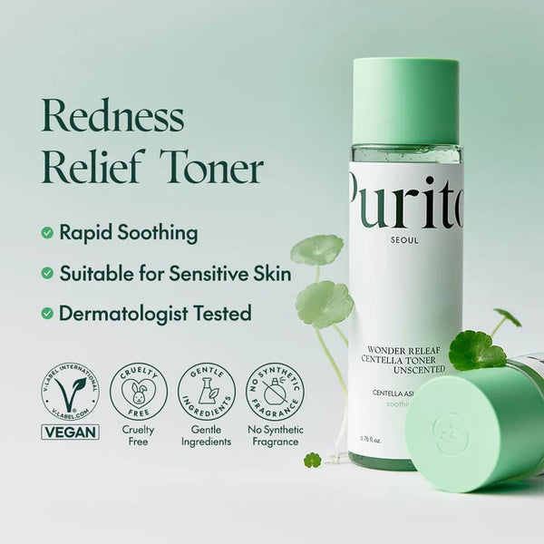 Nomierinošs sejas toniks jutīgai ādai Purito Wonder Releaf Centella Unscented Toner