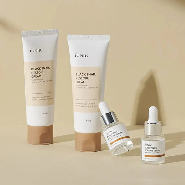 Produktu komplekts ādas atjaunošanai ar melno gliemežu mucīnu iUNIK Black Snail Edition Skin Care Set