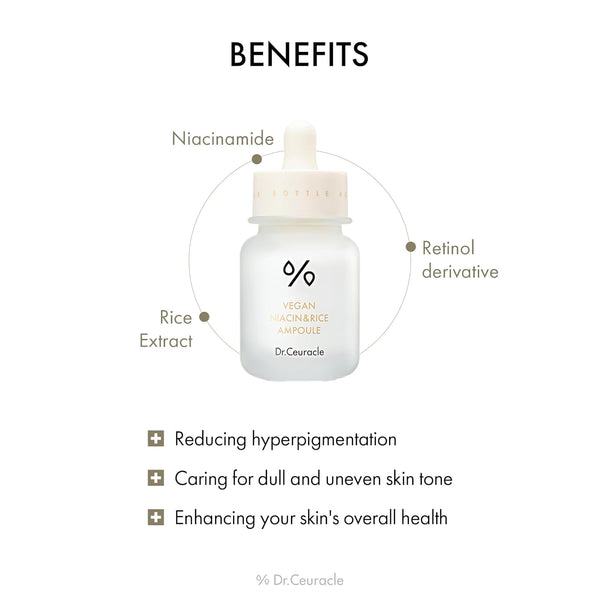 Balinoša ampula ar niacinamīdu un rīsiem Dr.Ceuracle Vegan Niacin & Rice Ampoule