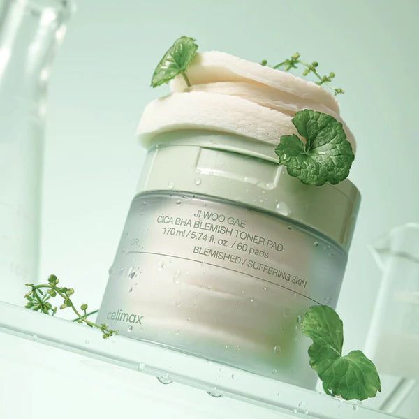 Pīlinga spilventiņi iekaisumu novēršanai problemātiskai ādai Celimax Ji Woo Gae Cica BHA Blemish Toner Pad