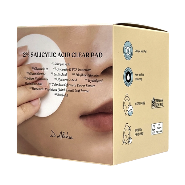 Ar toniku un salicilskābi piesūcināti spilventiņi Dr.Althea 2% Salicylic Acid Clear Pad