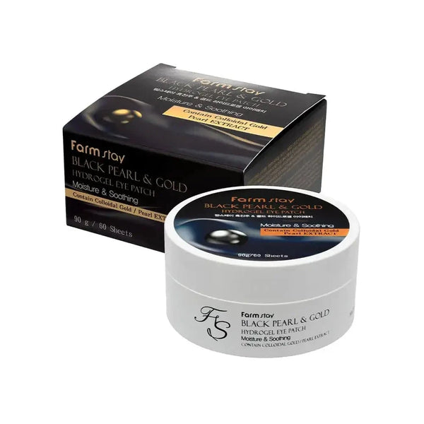 Hidrogela spilventiņi ar zeltu un melnām pērlēm Farmstay Black Pearl & Gold Eye Patches