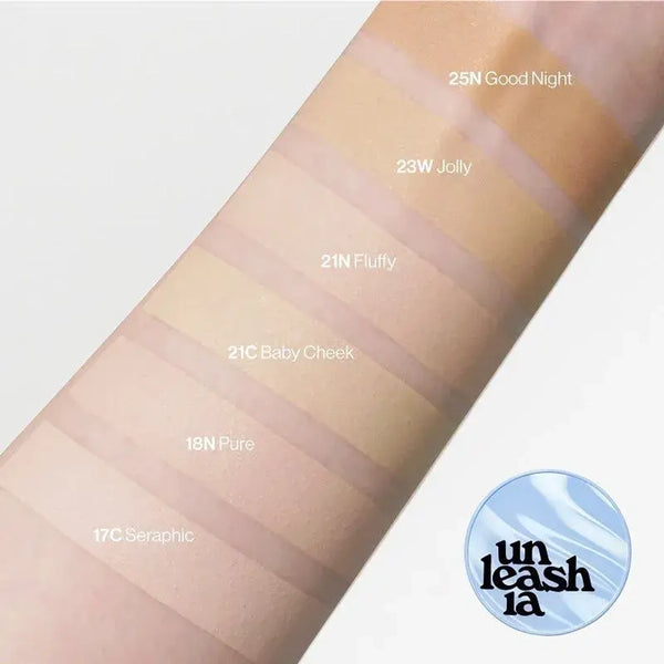 Tonālais kušons ar matētu noslēguma akcentu Unleashia Babe Skin Baby Blue Cushion SPF40 PA++