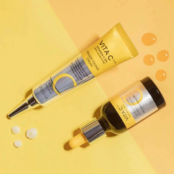 Maigi balinošs krēms ar sastāvā iekļautiem 8% C vitamīna Missha Vita C Plus Eraser Toning Cream